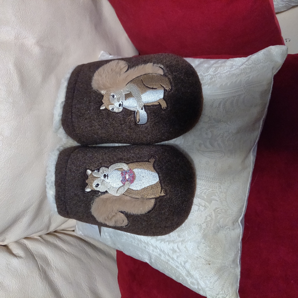 Lands' End Brown Squirrel Slippers